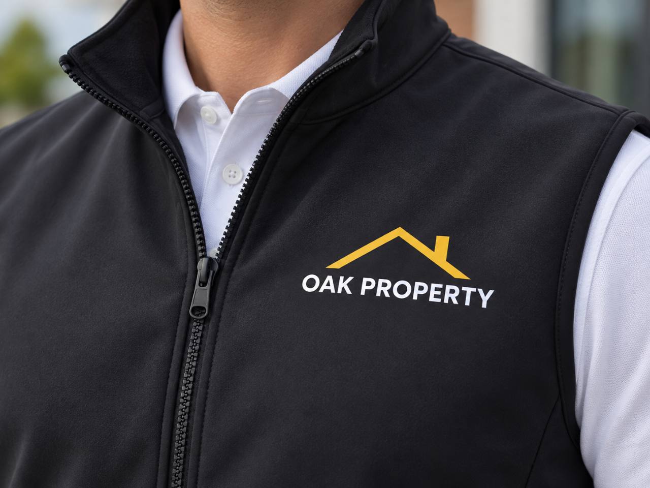 Representative chest logo placement on a black softshell bodywarmer