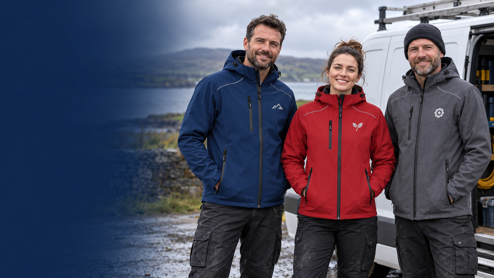 Branded softshell jackets for business, trade and team workwear