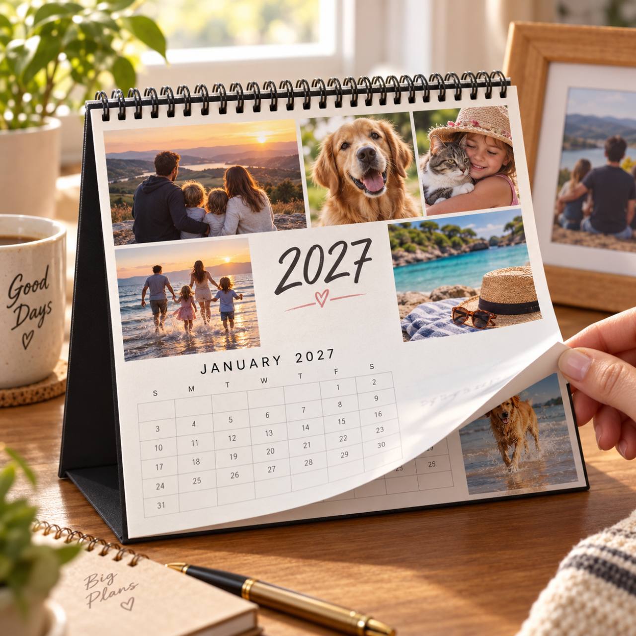 Representative personalised family photo desk calendar for 2027
