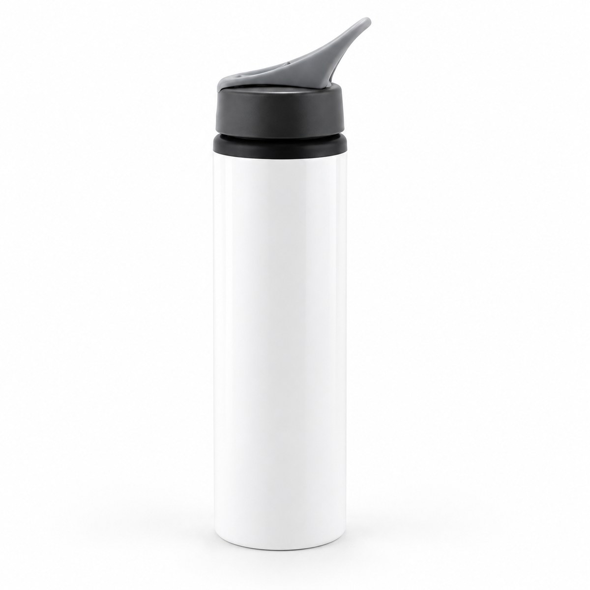 Blank personalised 750ml white aluminium sports bottle with straw