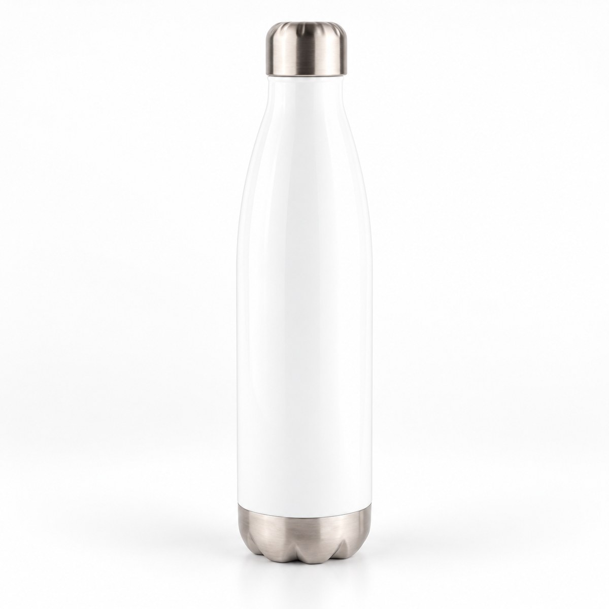 Blank personalised 500ml white stainless-steel tapered bottle