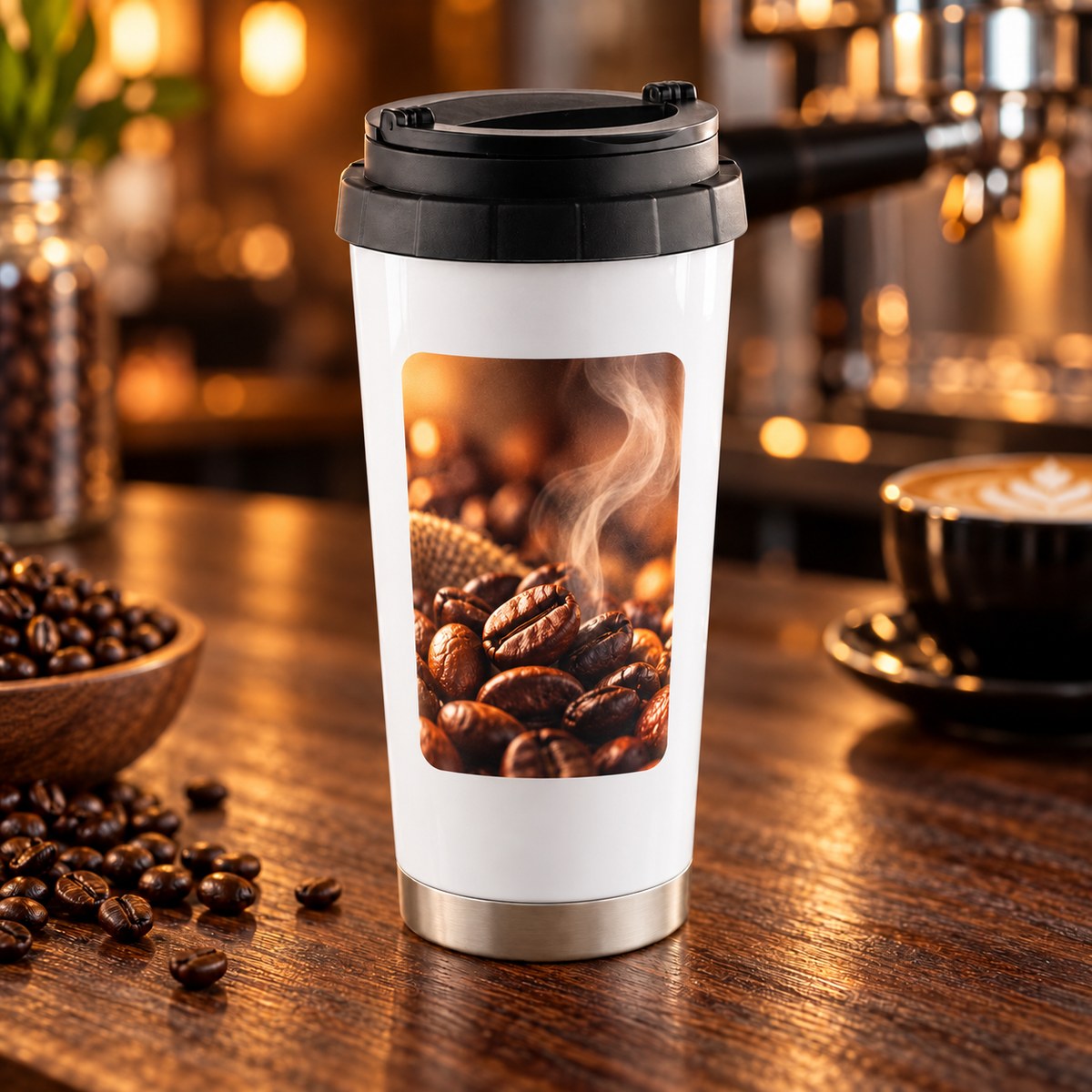 Blank personalised 16oz white stainless-steel thermos cup