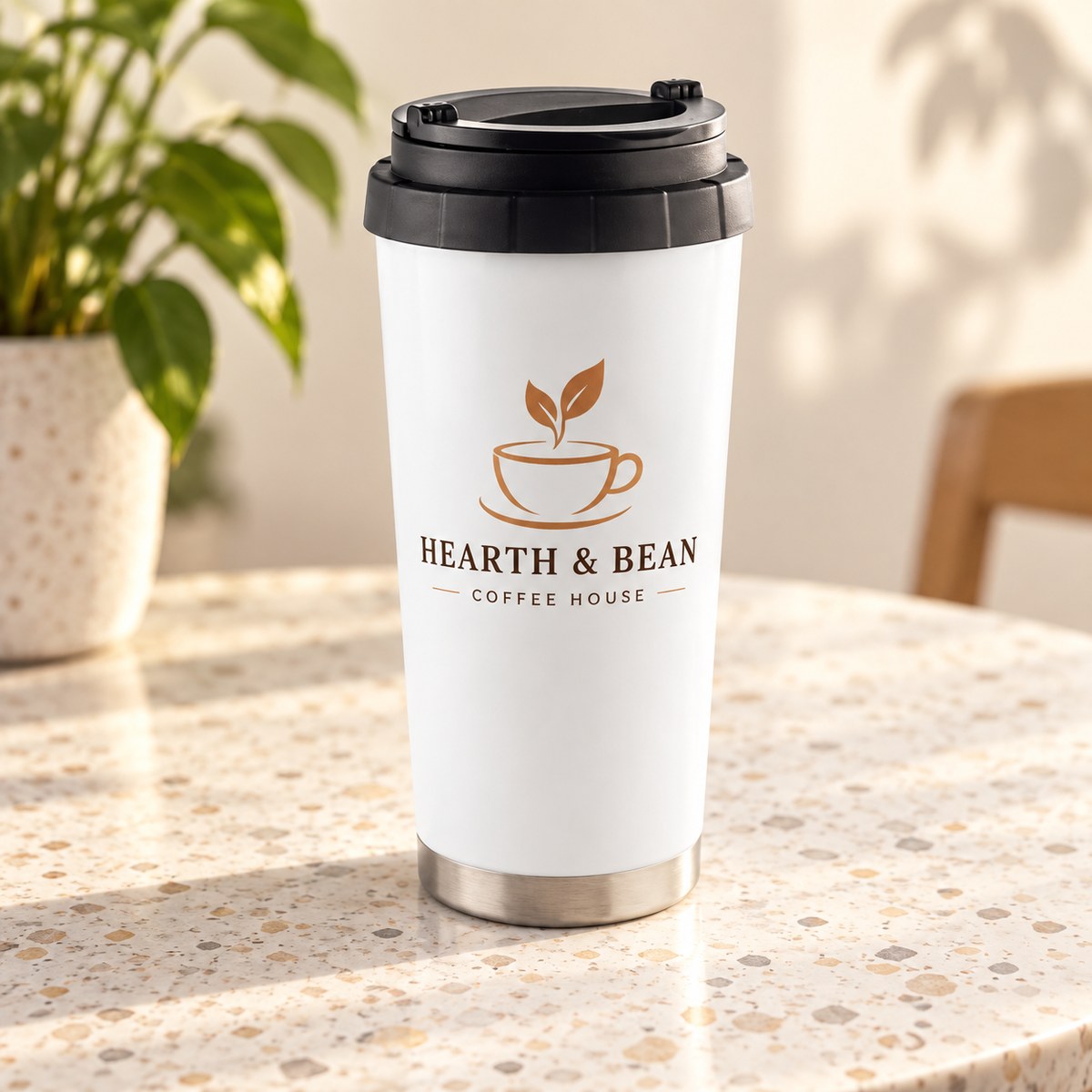 Personalised 16oz White Stainless-Steel Thermos Cup with personalised artwork