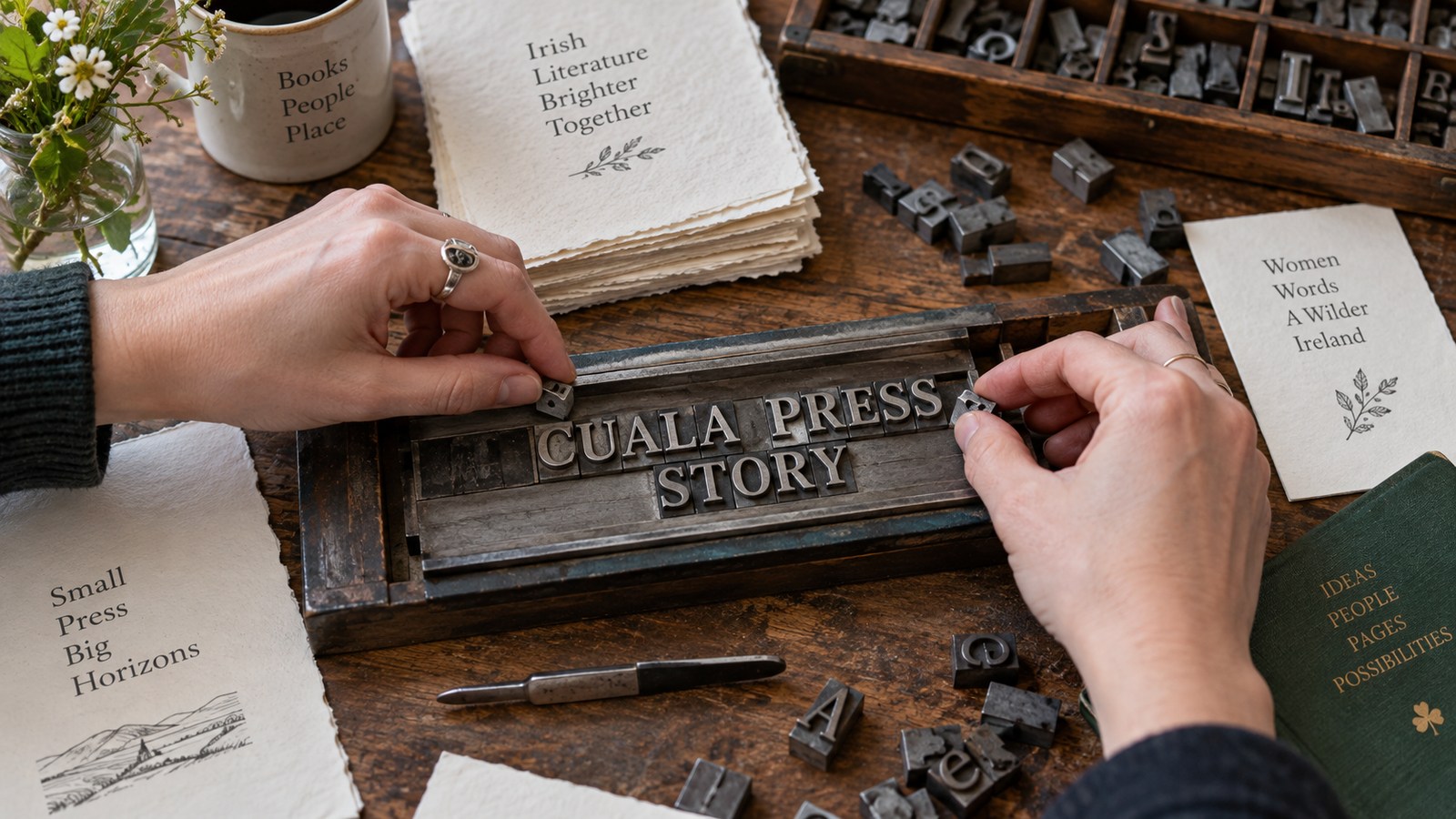 Movable printing type and paper in an original concept about the Cuala Press