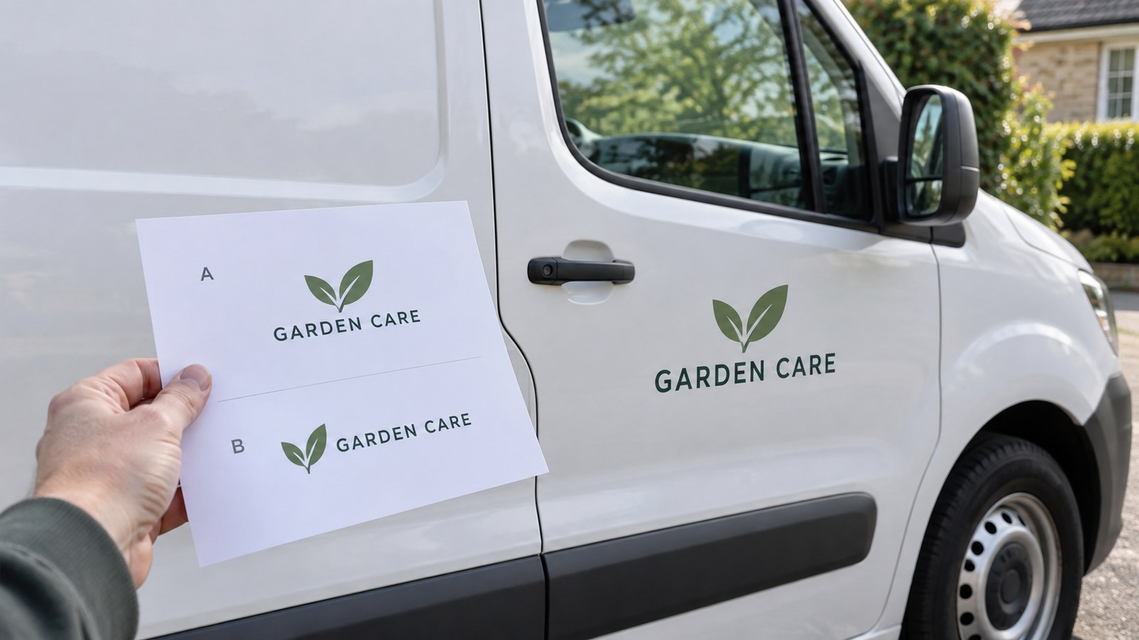 Small van-door lettering compared with placement options