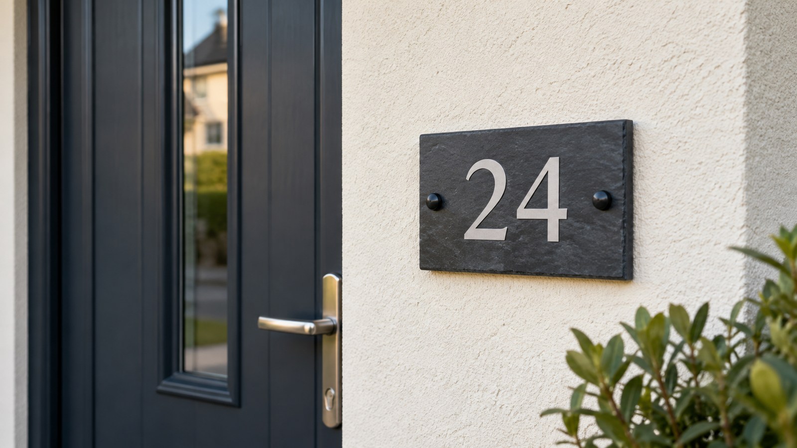 Illustrative house number 24 beside a doorway