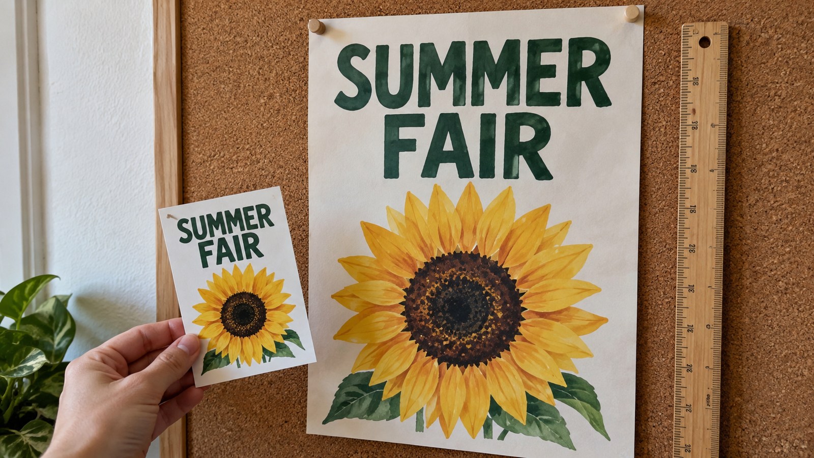 Summer fair poster compared with a smaller matching handout