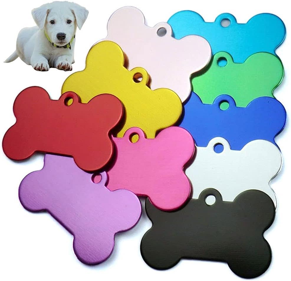 Waterproof metal bone-shaped dog tags for personalised engraving