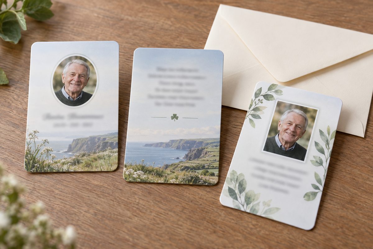 Personalised wallet memorial card examples