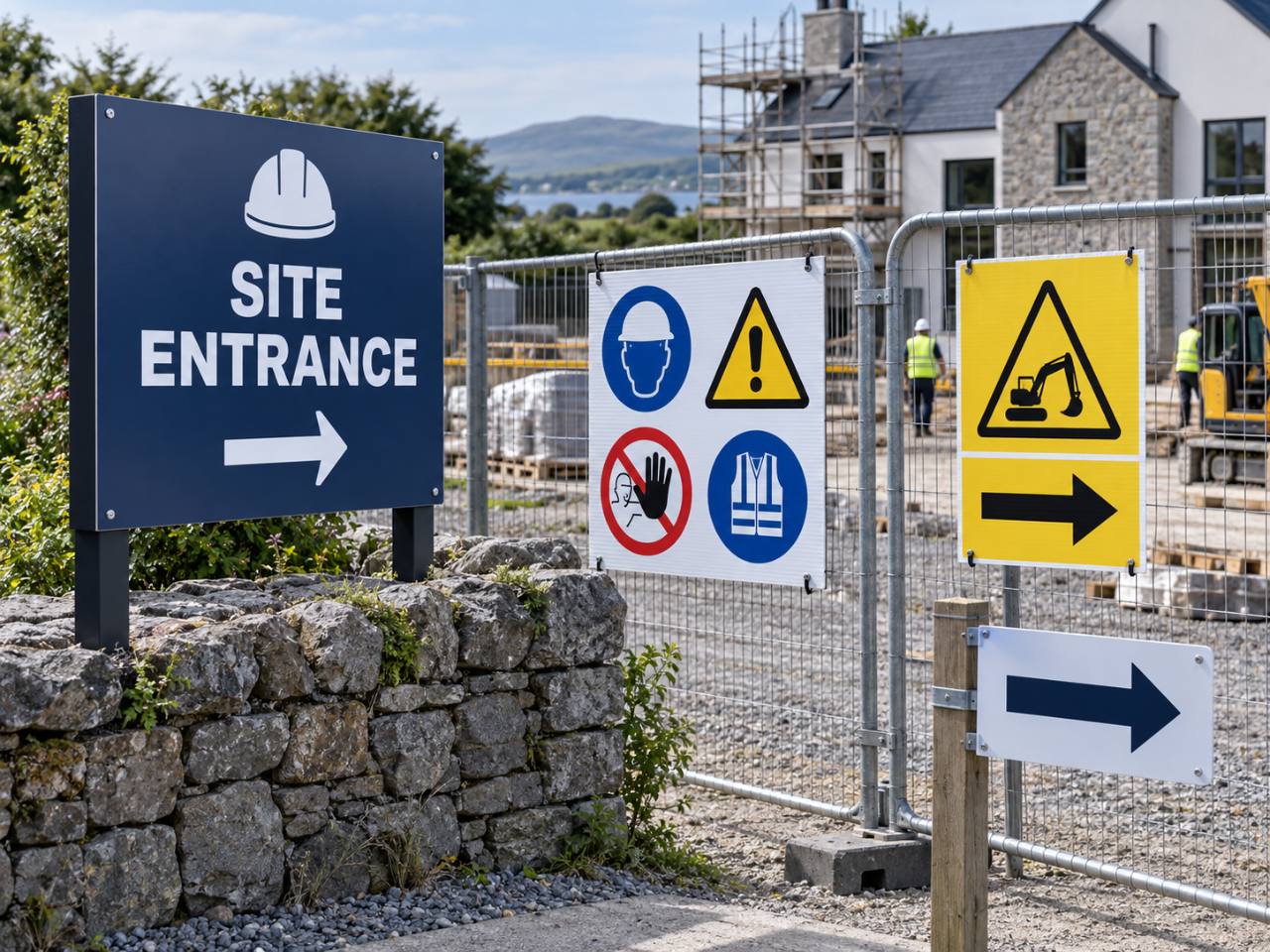 Construction entrance, safety and directional site signs