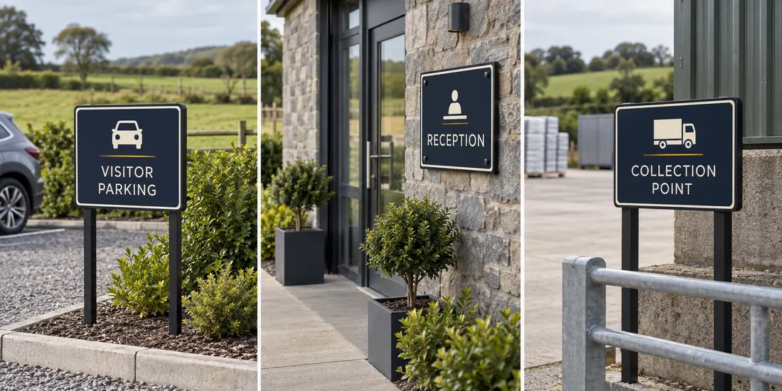 Representative visitor parking, reception and collection point signs