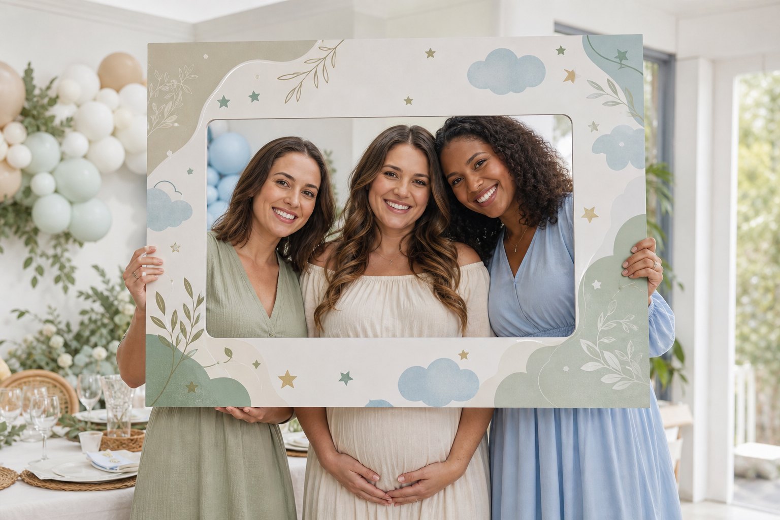 Illustrative baby shower selfie frame design