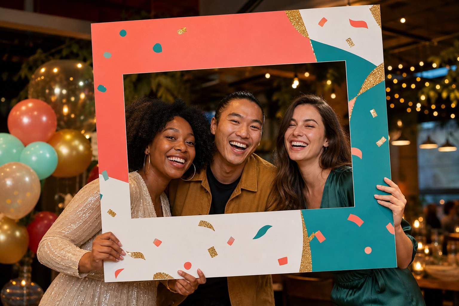 Illustrative personalised selfie frame design for a birthday celebration