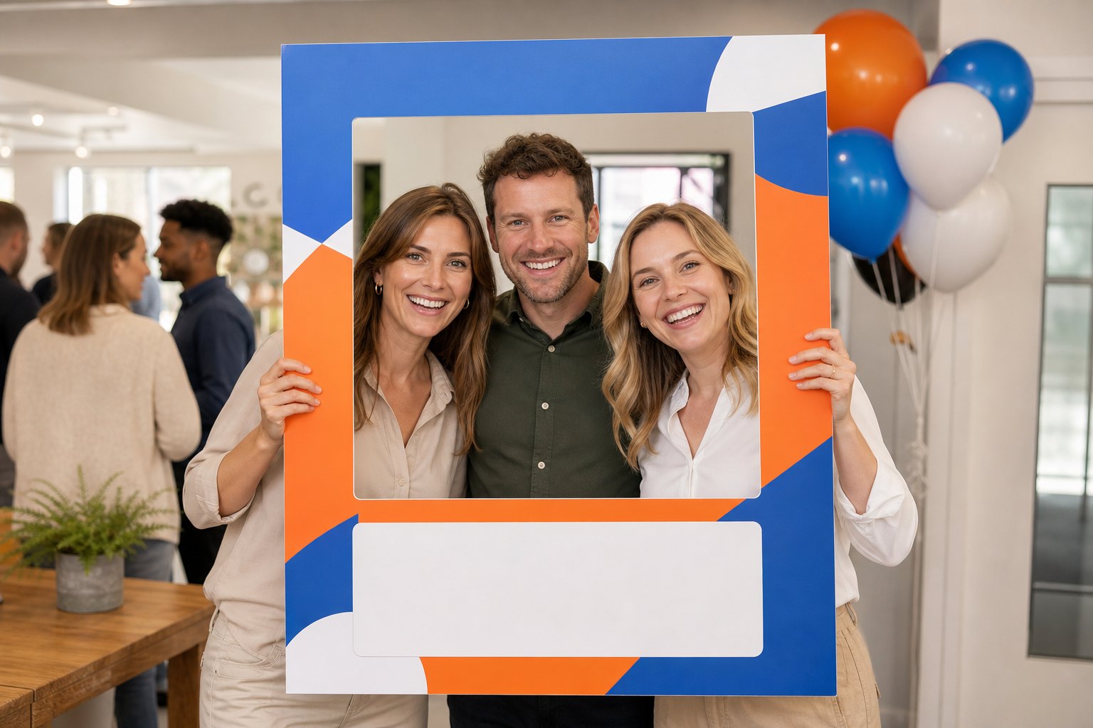 Illustrative business event selfie frame design
