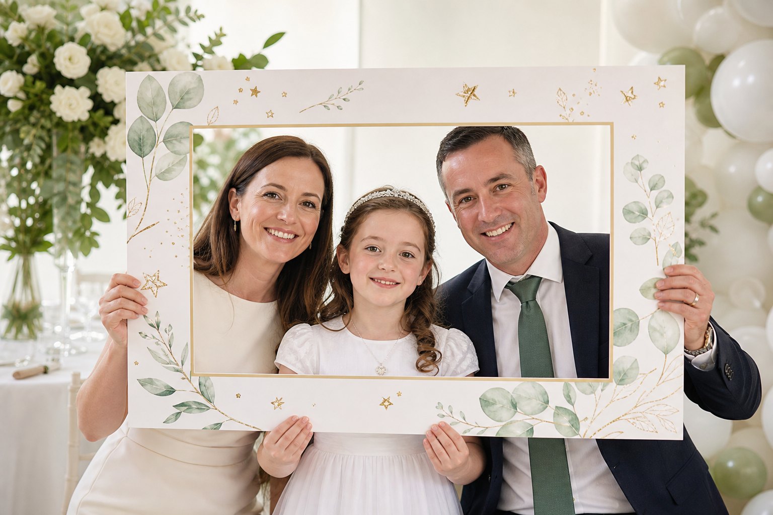 Illustrative First Communion selfie frame design