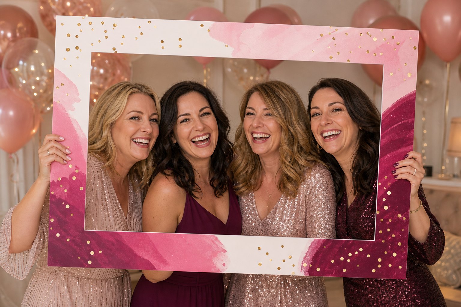 Illustrative hen party selfie frame design