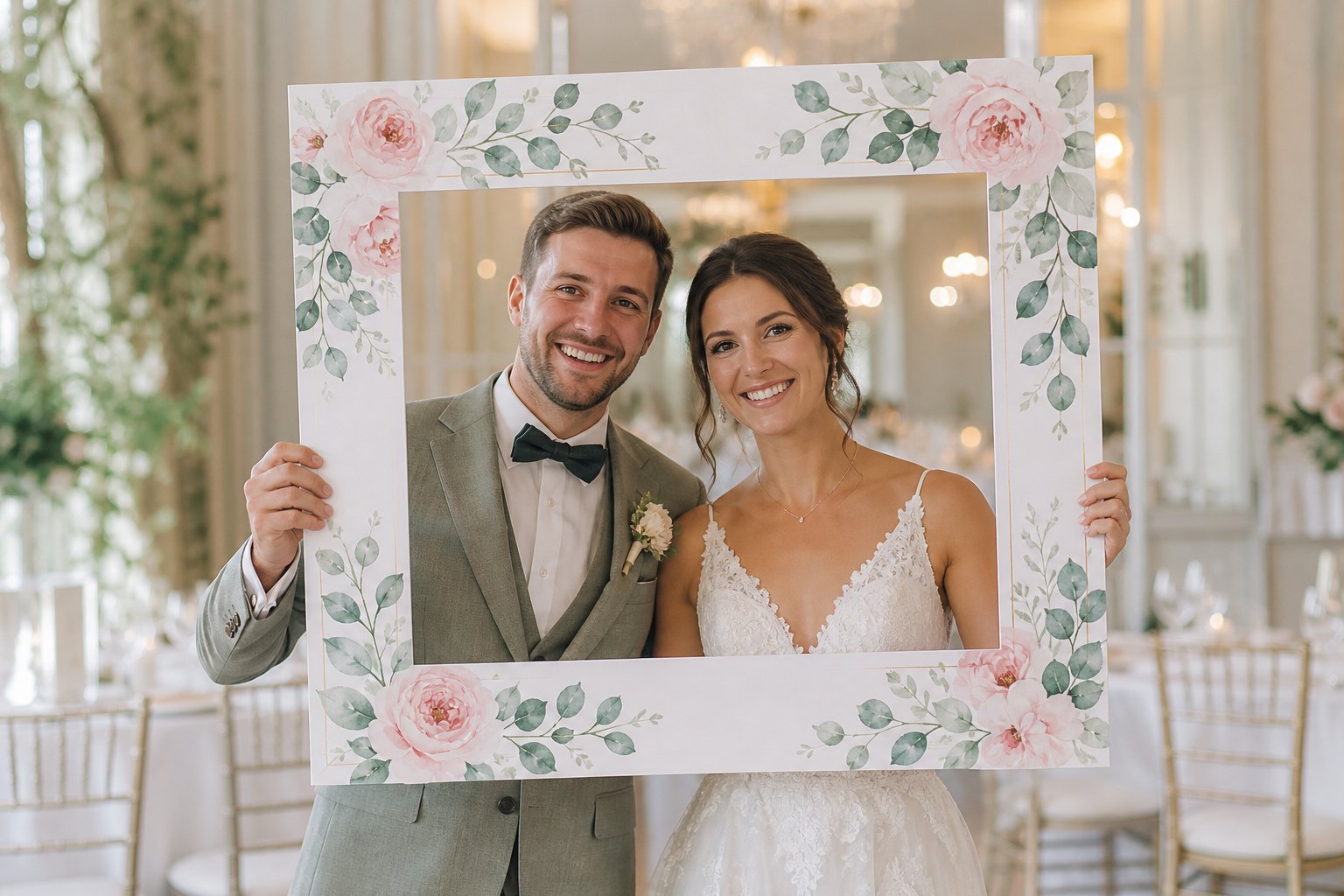 Illustrative wedding selfie frame design